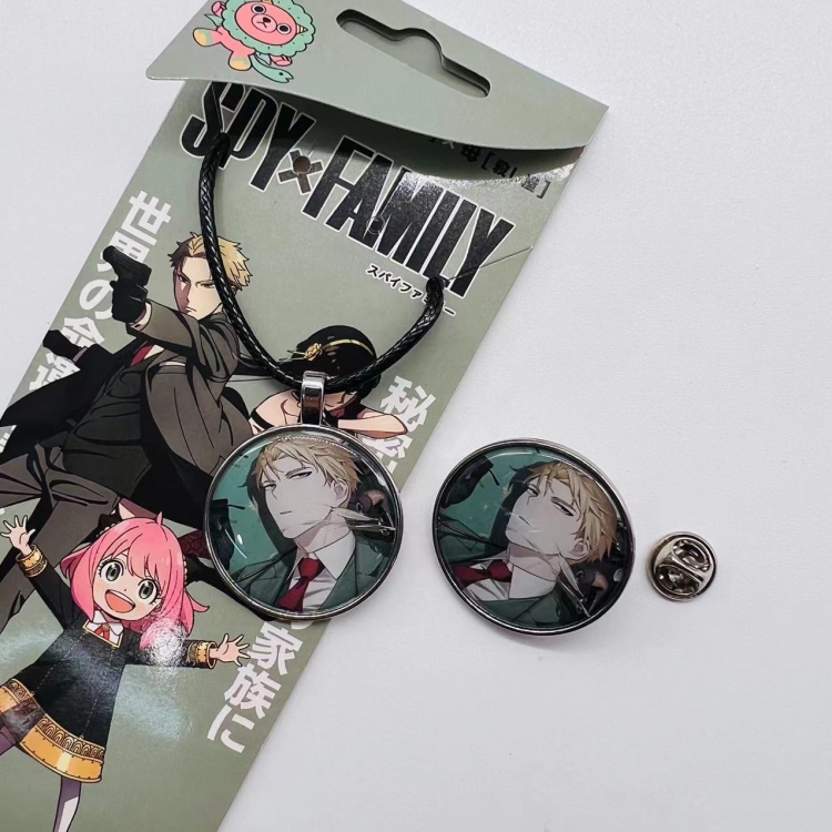 SPY×FAMILY Anime Cartoon Leather Rope Necklace Brooch 2 Piece Set 609