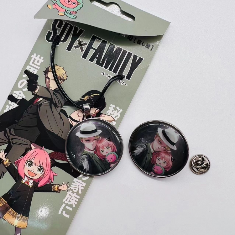 SPY×FAMILY Anime Cartoon Leather Rope Necklace Brooch 2 Piece Set  602