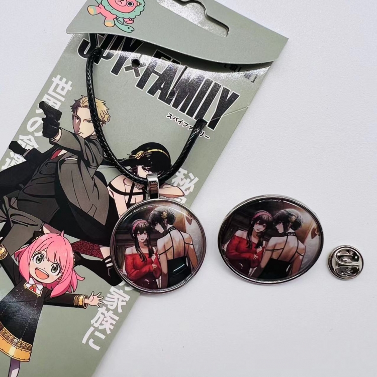 SPY×FAMILY Anime Cartoon Leather Rope Necklace Brooch 2 Piece Set  621