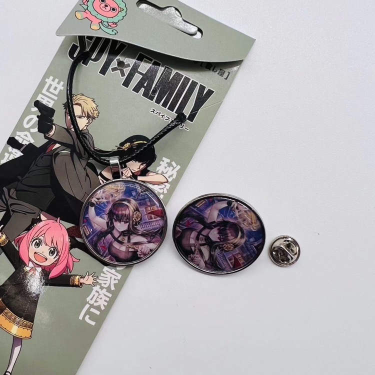 SPY×FAMILY Anime Cartoon Leather Rope Necklace Brooch 2 Piece Set  625