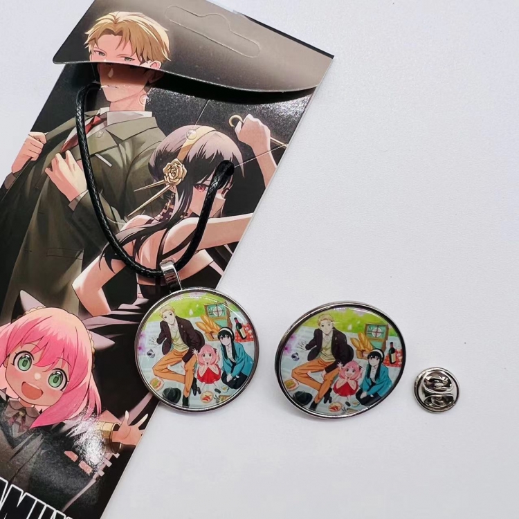 SPY×FAMILY Anime Cartoon Leather Rope Necklace Brooch 2 Piece Set 711