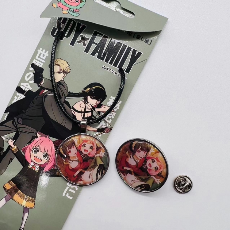 SPY×FAMILY Anime Cartoon Leather Rope Necklace Brooch 2 Piece Set 618