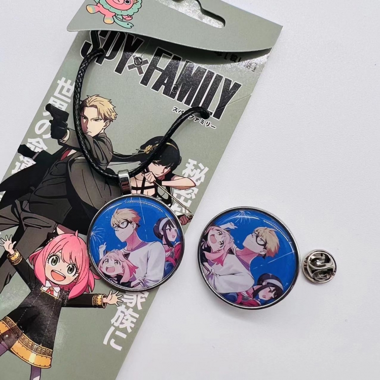 SPY×FAMILY Anime Cartoon Leather Rope Necklace Brooch 2 Piece Set 554