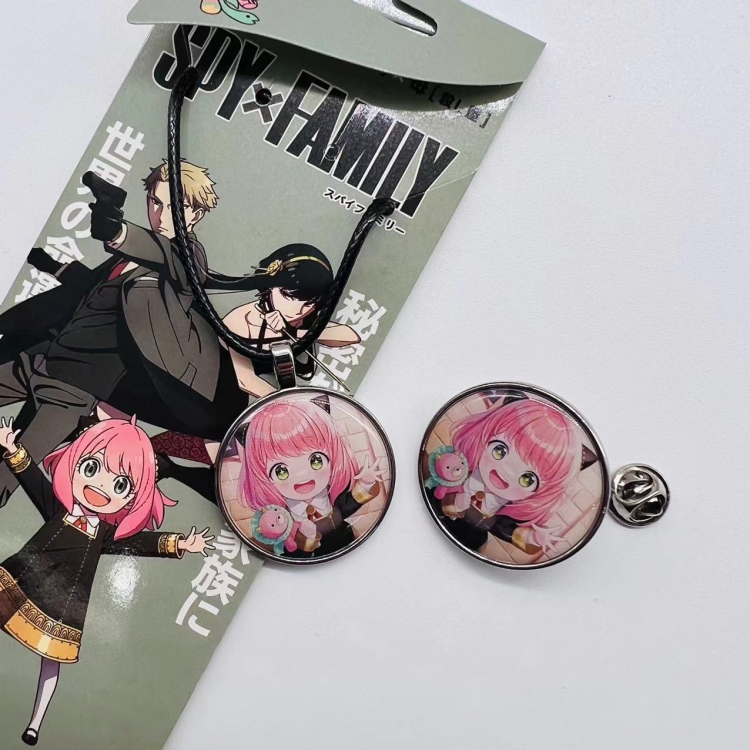 SPY×FAMILY Anime Cartoon Leather Rope Necklace Brooch 2 Piece Set 558