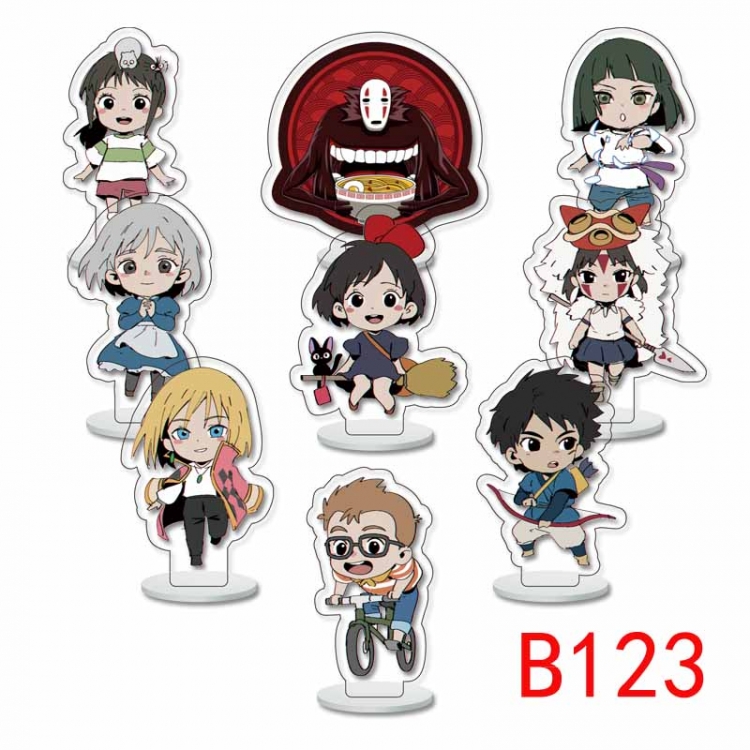 Spirited Away Anime Character acrylic Small Standing Plates  Keychain 6cm a set of 9