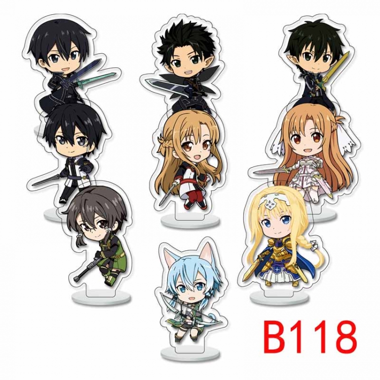 Sword Art Online Anime Character acrylic Small Standing Plates  Keychain 6cm a set of 9