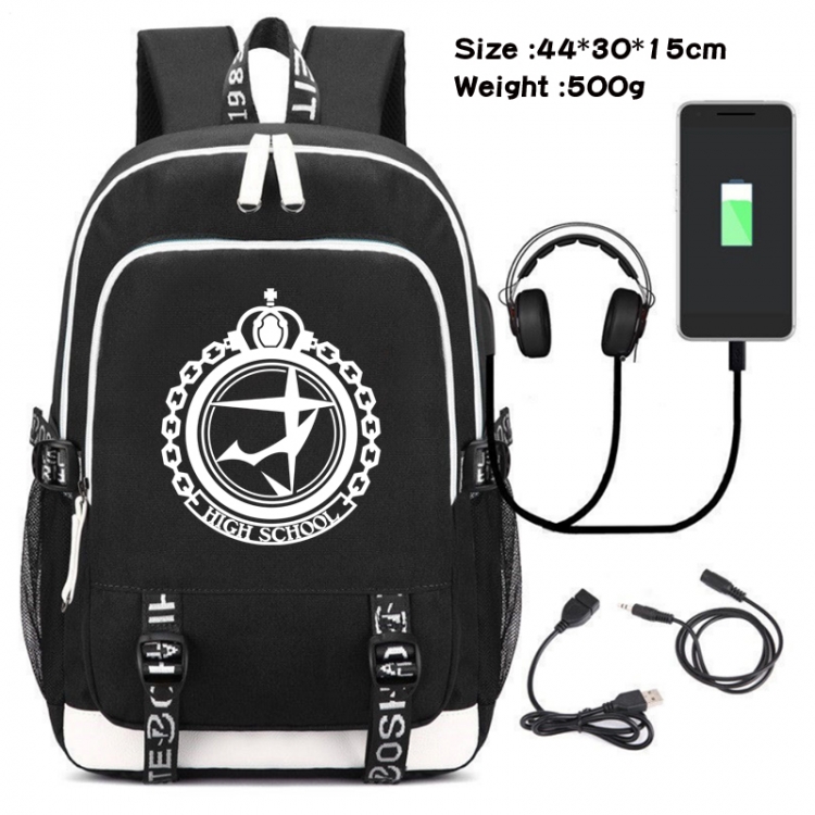 Dangan-Ronpa Canvas Double Shoulder White Zipper Data Backpack Waterproof School Bag 44X30X15CM 500G