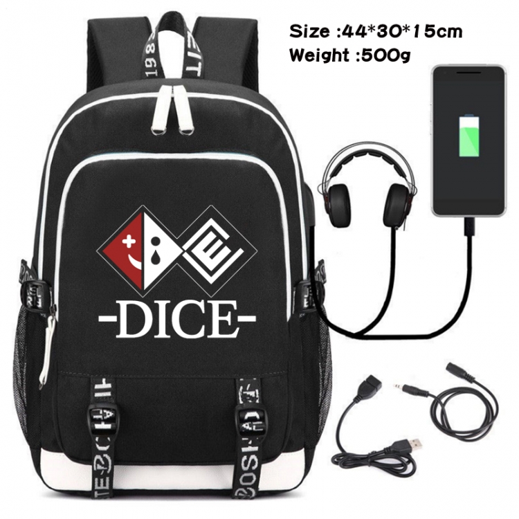 Dangan-Ronpa Canvas Double Shoulder White Zipper Data Backpack Waterproof School Bag 44X30X15CM 500G