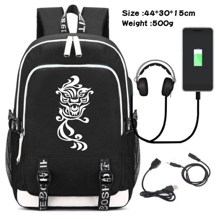 Tokyo Revengers Canvas Double Shoulder White Zipper Data Backpack Waterproof School Bag 44X30X15CM