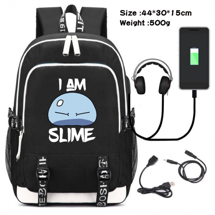 That Time I Got Slim Canvas Double Shoulder White Zipper Data Backpack Waterproof School Bag 44X30X15CM 