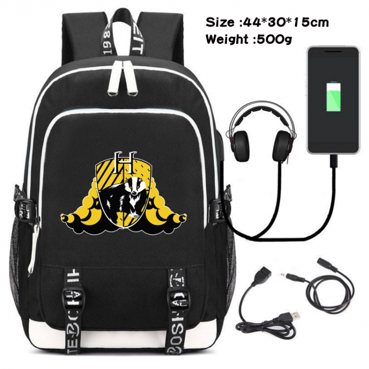 Harry Potter Canvas Double Shoulder White Zipper Data Backpack Waterproof School Bag 44X30X15CM 