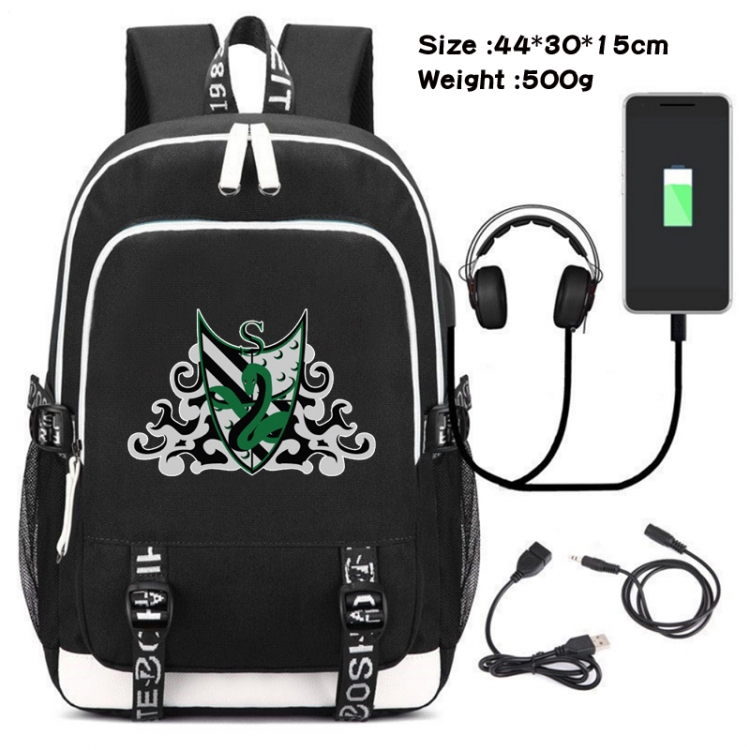Harry Potter Canvas Double Shoulder White Zipper Data Backpack Waterproof School Bag 44X30X15CM 