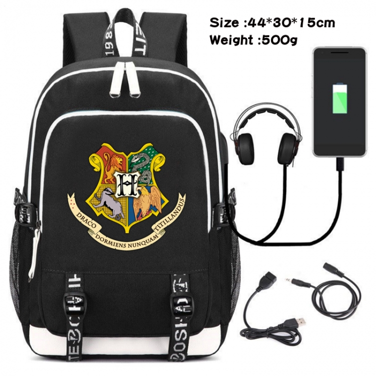 Harry Potter Canvas Double Shoulder White Zipper Data Backpack Waterproof School Bag 44X30X15CM