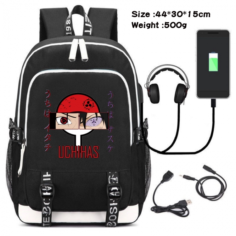 Naruto Canvas Double Shoulder White Zipper Data Backpack Waterproof School Bag 44X30X15CM  