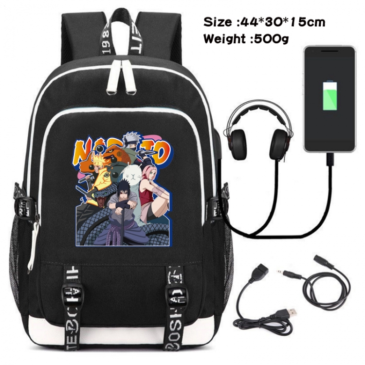 Naruto Canvas Double Shoulder White Zipper Data Backpack Waterproof School Bag 44X30X15CM  