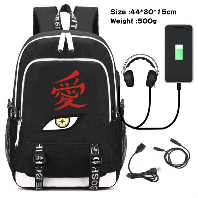 Naruto Canvas Double Shoulder White Zipper Data Backpack Waterproof School Bag 44X30X15CM  