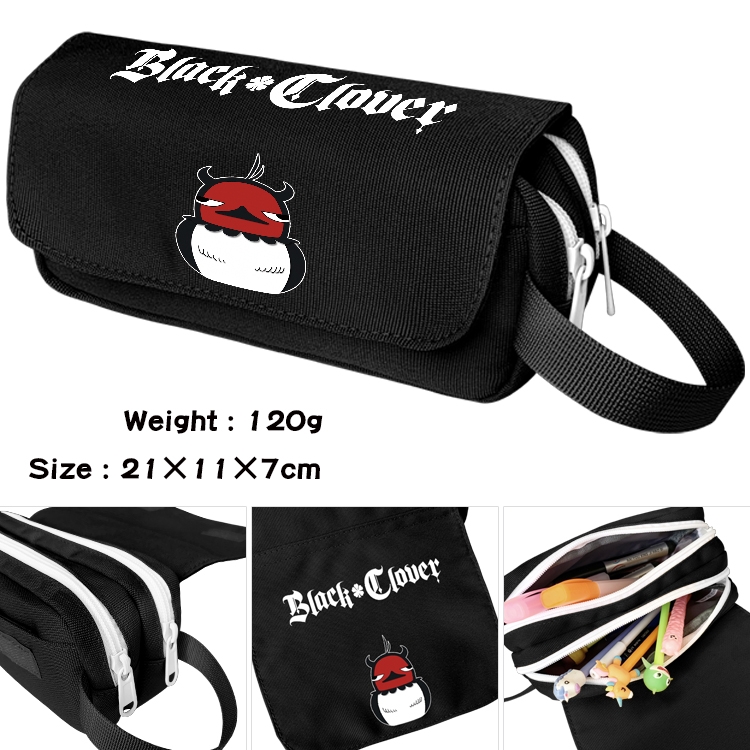 Black Clover Anime Multifunctional Waterproof Canvas Portable Pencil Bag Cosmetic Bag 20x11x7cm