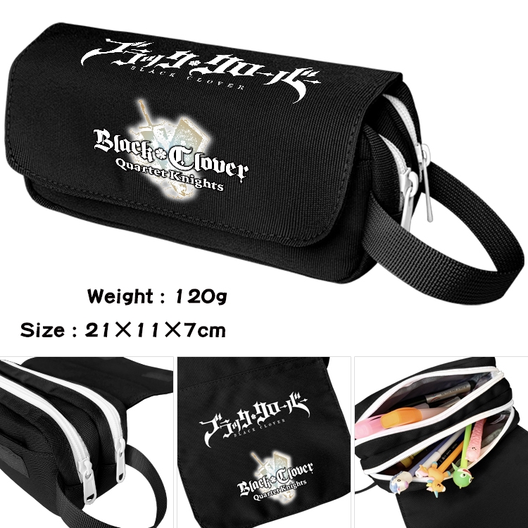 Black Clover Anime Multifunctional Waterproof Canvas Portable Pencil Bag Cosmetic Bag 20x11x7cm