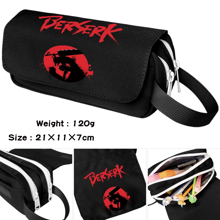 Berserk Anime Multifunctional Waterproof Canvas Portable Pencil Bag Cosmetic Bag 20x11x7cm