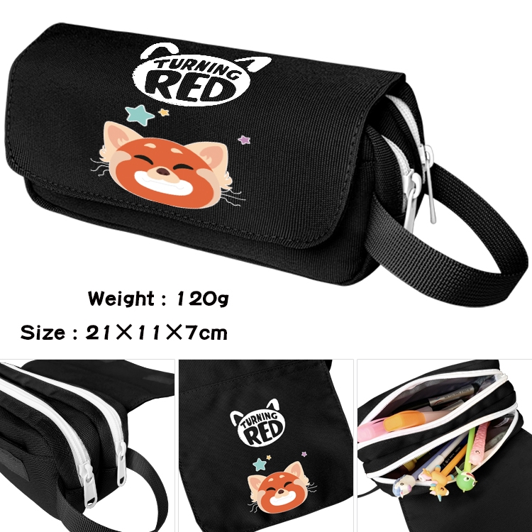 Turning Red Anime Multifunctional Waterproof Canvas Portable Pencil Bag Cosmetic Bag 20x11x7cm