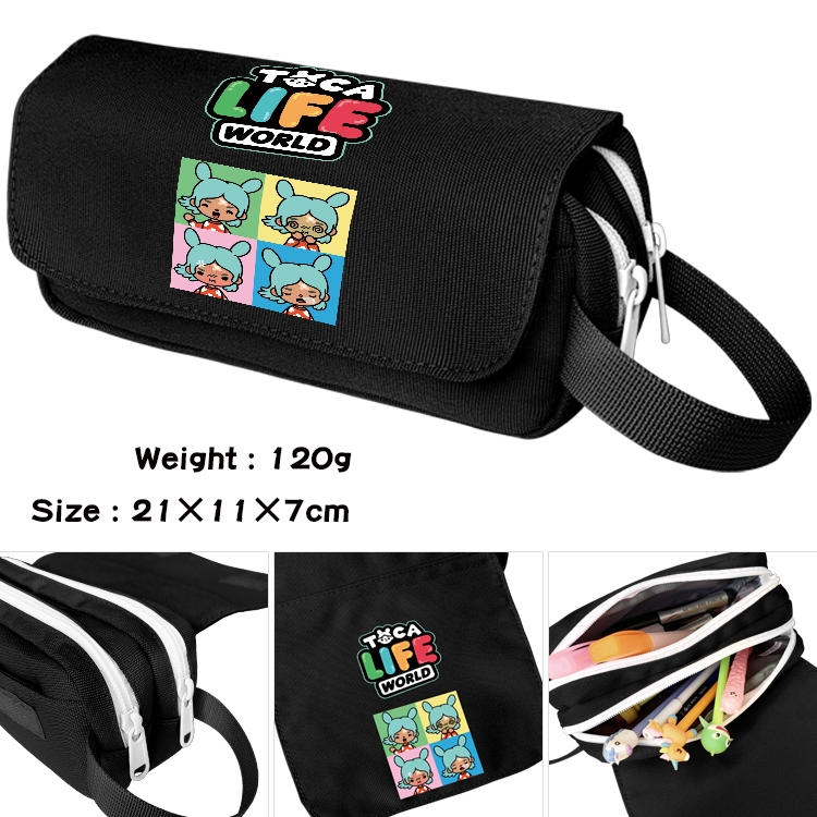 toca life world Anime Multifunctional Waterproof Canvas Portable Pencil Bag Cosmetic Bag 20x11x7cm