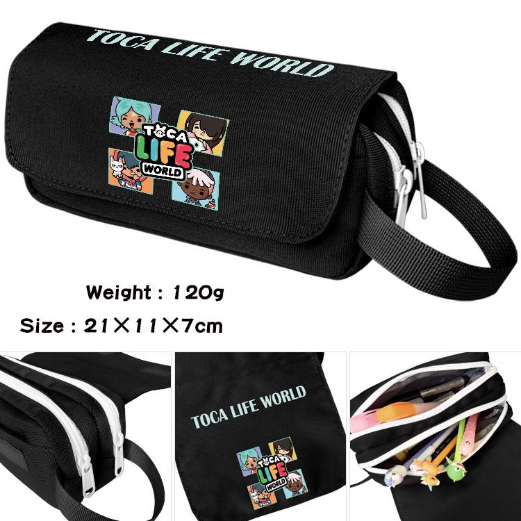 toca life world Anime Multifunctional Waterproof Canvas Portable Pencil Bag Cosmetic Bag 20x11x7cm