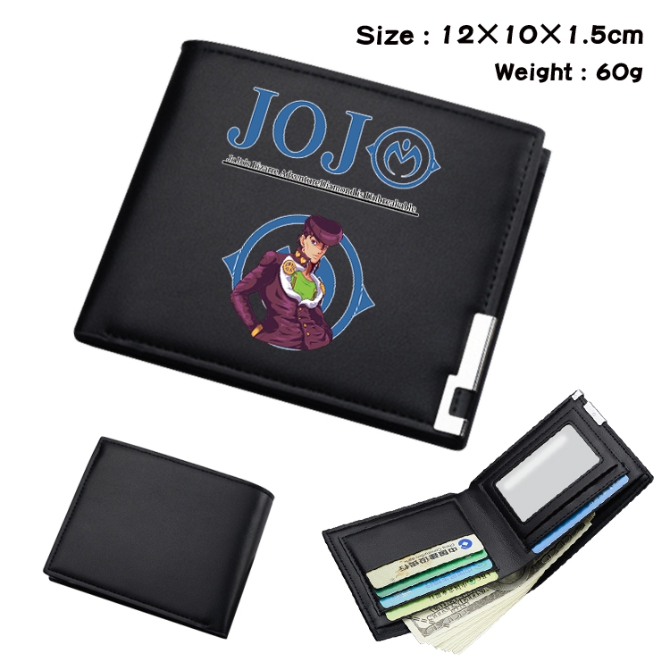 JoJos Bizarre Adventure Anime Coloring Book Black Leather Bifold Wallet 12x10x1.5cm