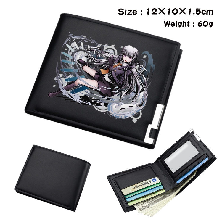 Dangan-Ronpa Anime Coloring Book Black Leather Bifold Wallet 12x10x1.5cm
