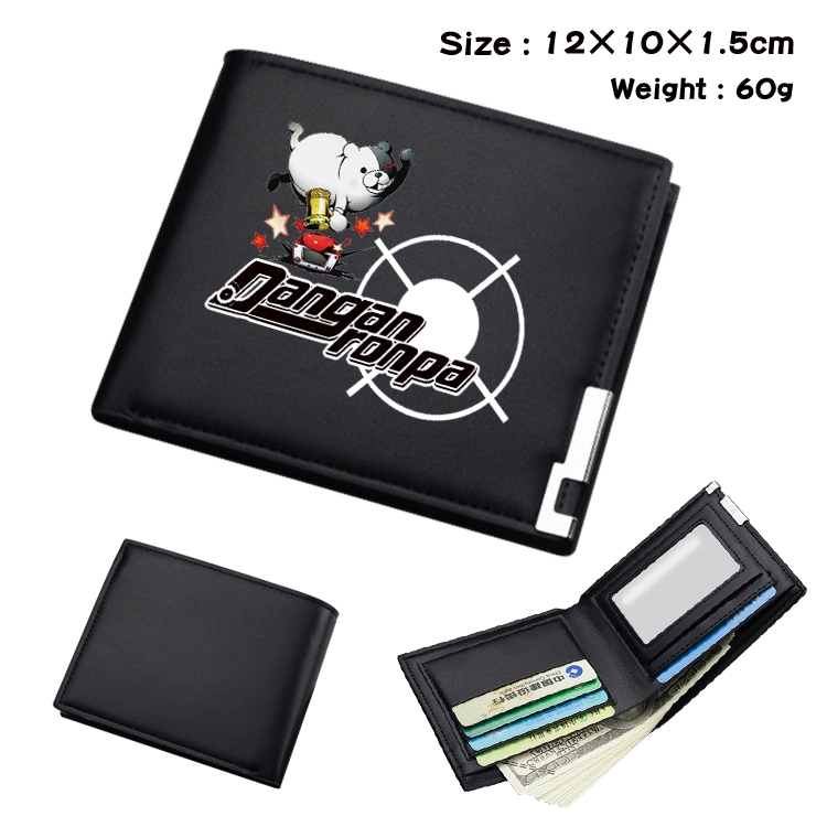 Dangan-Ronpa Anime Coloring Book Black Leather Bifold Wallet 12x10x1.5cm
