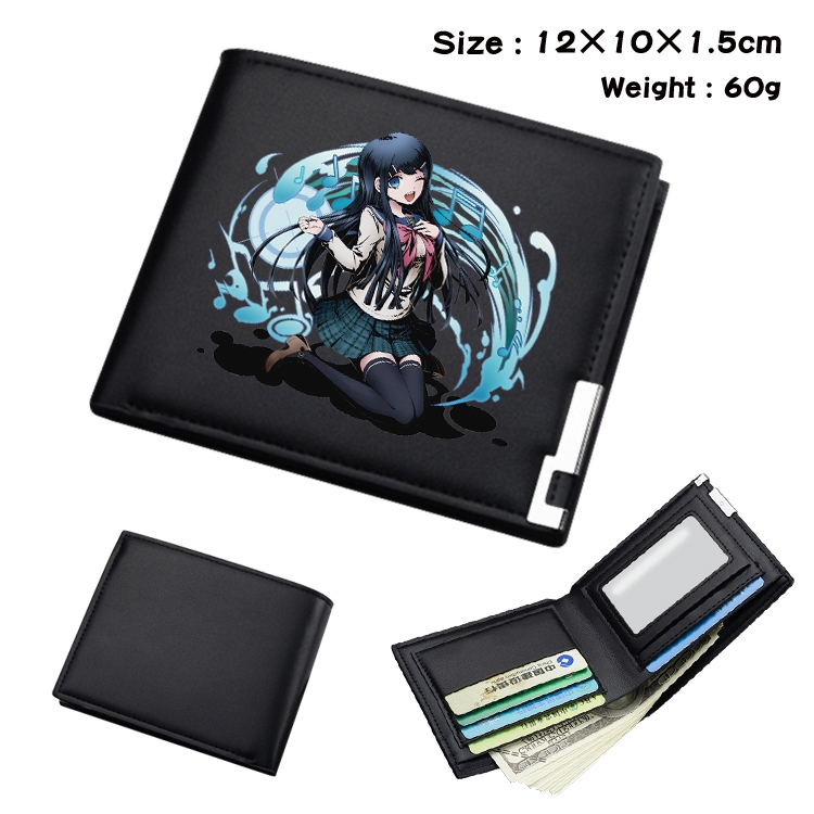 Dangan-Ronpa Anime Coloring Book Black Leather Bifold Wallet 12x10x1.5cm