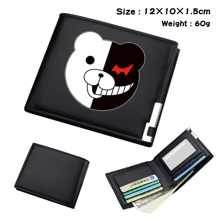 Dangan-Ronpa Anime Coloring Book Black Leather Bifold Wallet 12x10x1.5cm