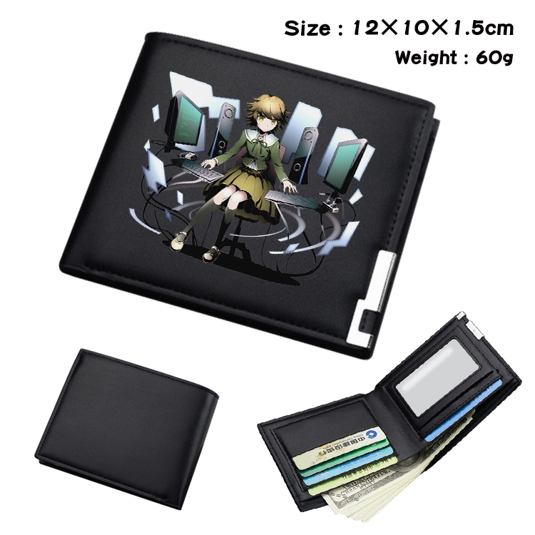 Dangan-Ronpa Anime Coloring Book Black Leather Bifold Wallet 12x10x1.5cm