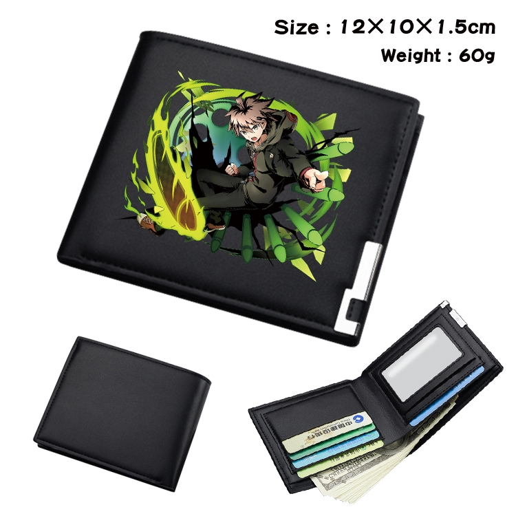 Dangan-Ronpa Anime Coloring Book Black Leather Bifold Wallet 12x10x1.5cm