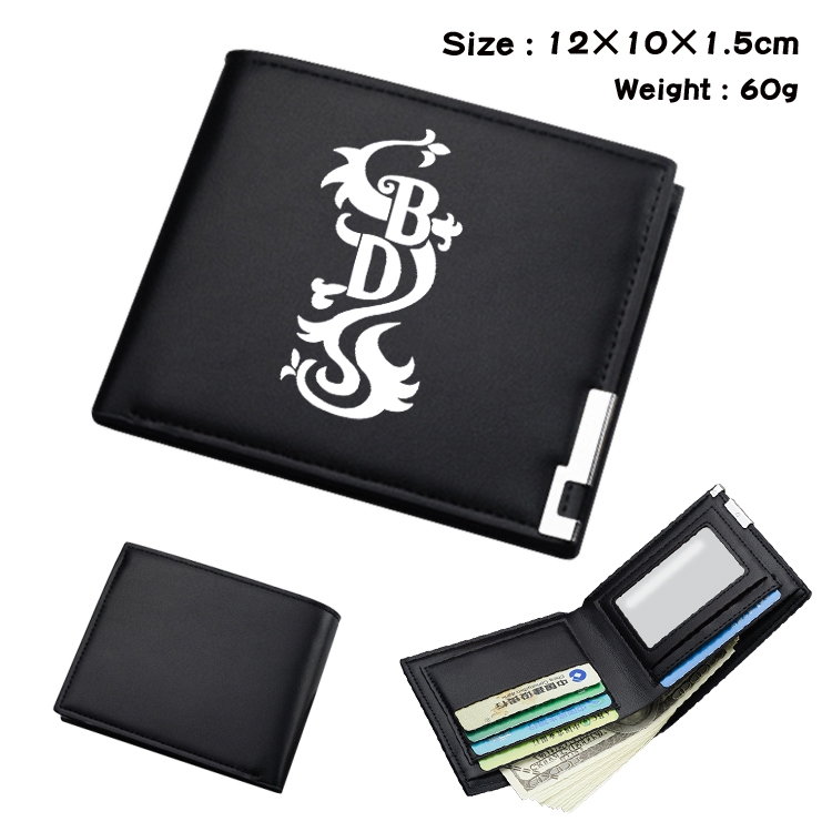 Tokyo Revengers Anime Coloring Book Black Leather Bifold Wallet 12x10x1.5cm