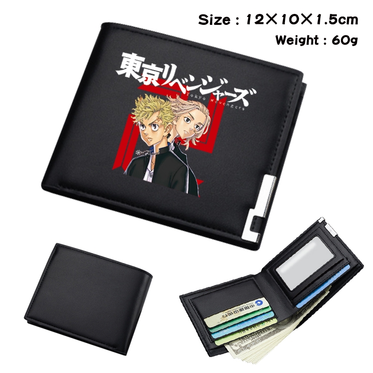 Tokyo Revengers Anime Coloring Book Black Leather Bifold Wallet 12x10x1.5cm