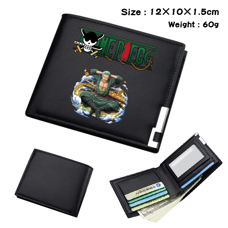 One Piece Anime Coloring Book Black Leather Bifold Wallet 12x10x1.5cm