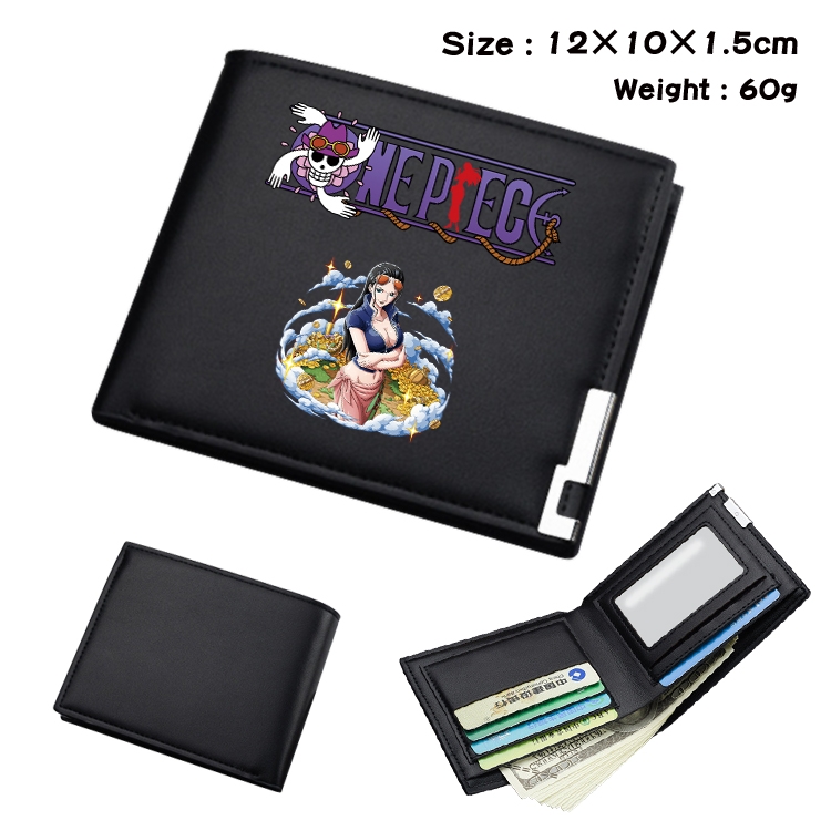 One Piece Anime Coloring Book Black Leather Bifold Wallet 12x10x1.5cm