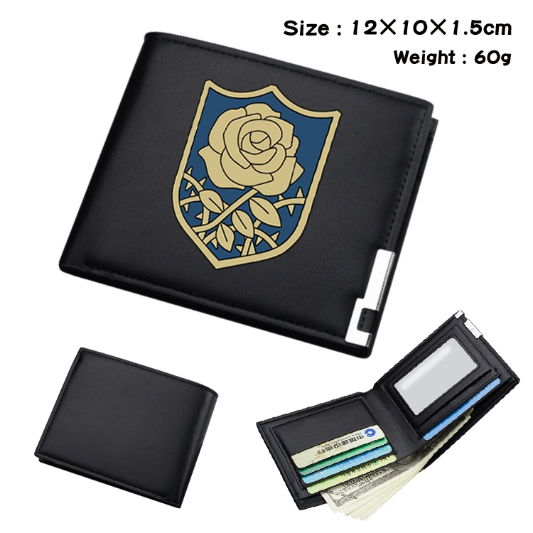 black clover Anime Coloring Book Black Leather Bifold Wallet 12x10x1.5cm