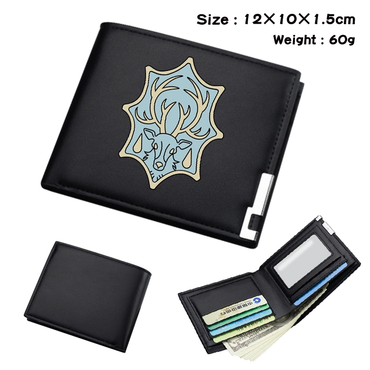 black clover Anime Coloring Book Black Leather Bifold Wallet 12x10x1.5cm