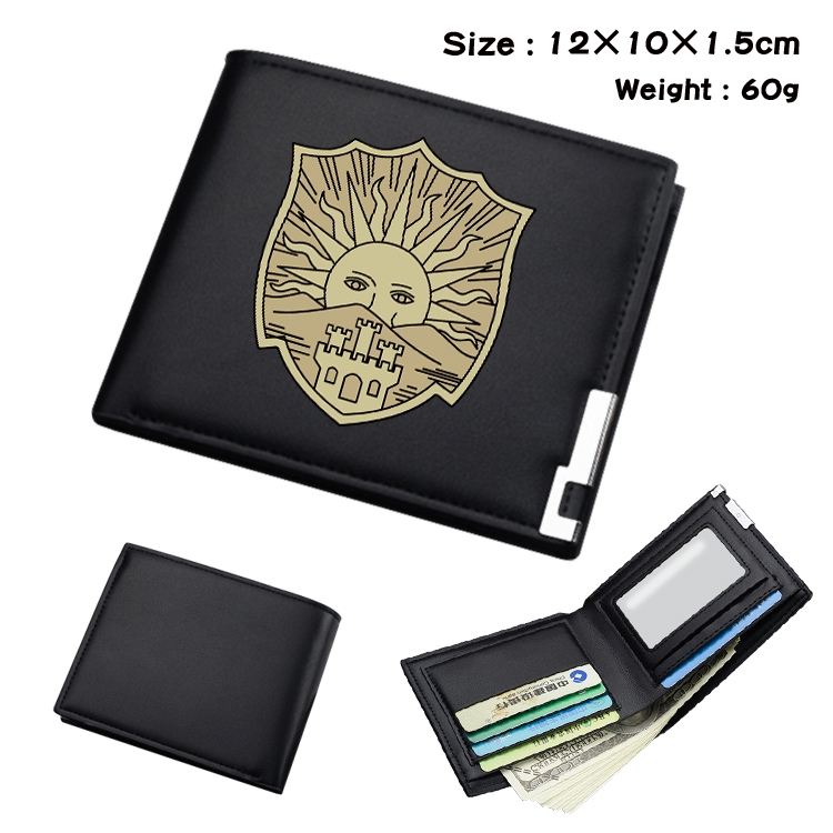 black clover Anime Coloring Book Black Leather Bifold Wallet 12x10x1.5cm
