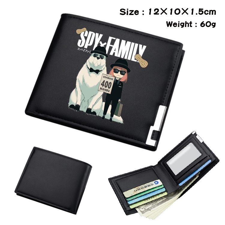 SPY×FAMILY Anime Coloring Book Black Leather Bifold Wallet 12x10x1.5cm