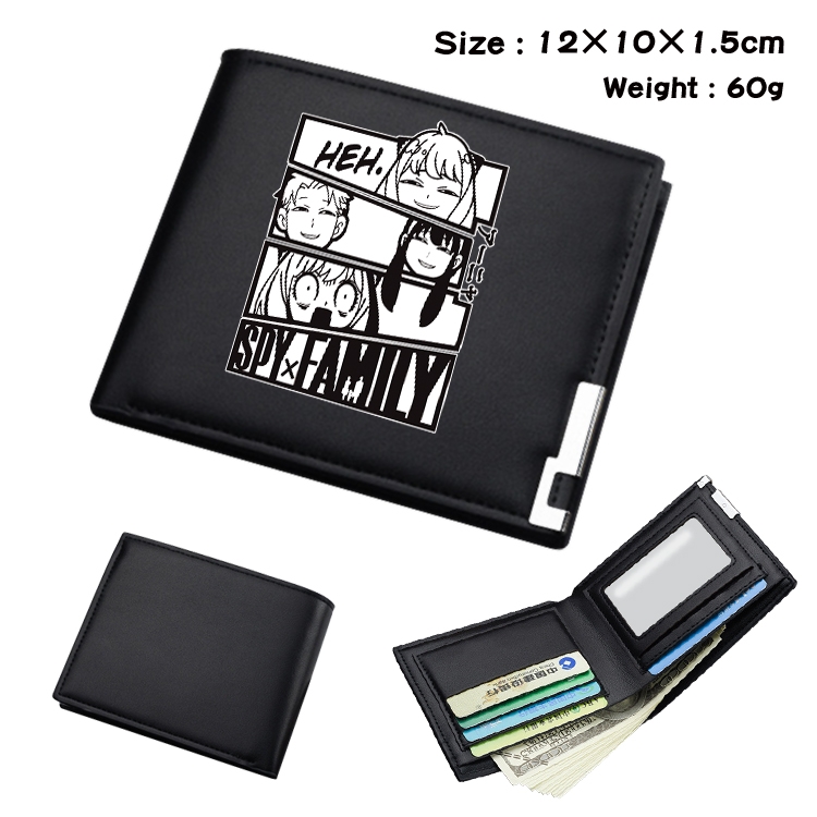 SPY×FAMILY Anime Coloring Book Black Leather Bifold Wallet 12x10x1.5cm