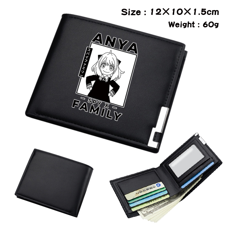 SPY×FAMILY Anime Coloring Book Black Leather Bifold Wallet 12x10x1.5cm