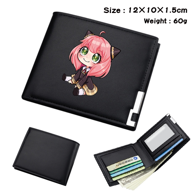 SPY×FAMILY Anime Coloring Book Black Leather Bifold Wallet 12x10x1.5cm