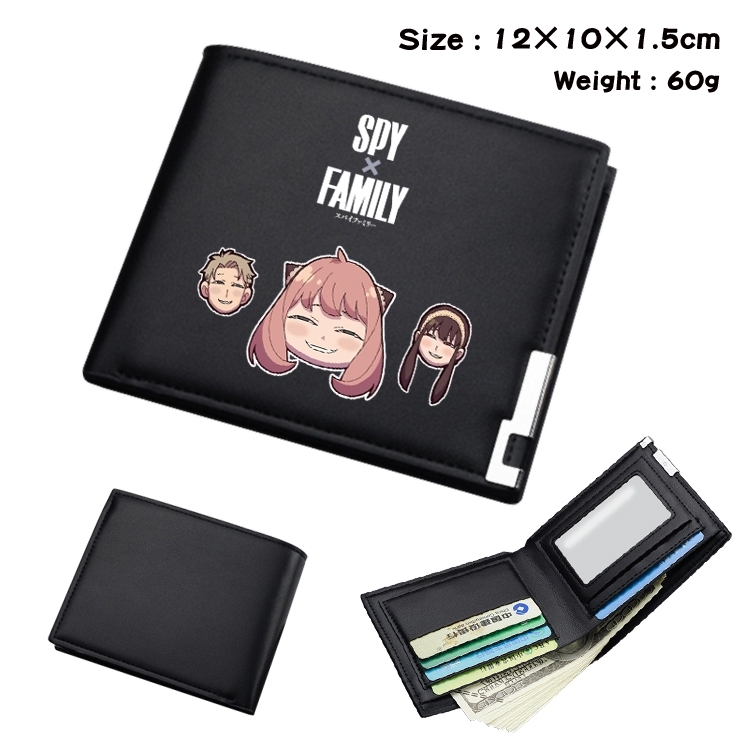 SPY×FAMILY Anime Coloring Book Black Leather Bifold Wallet 12x10x1.5cm