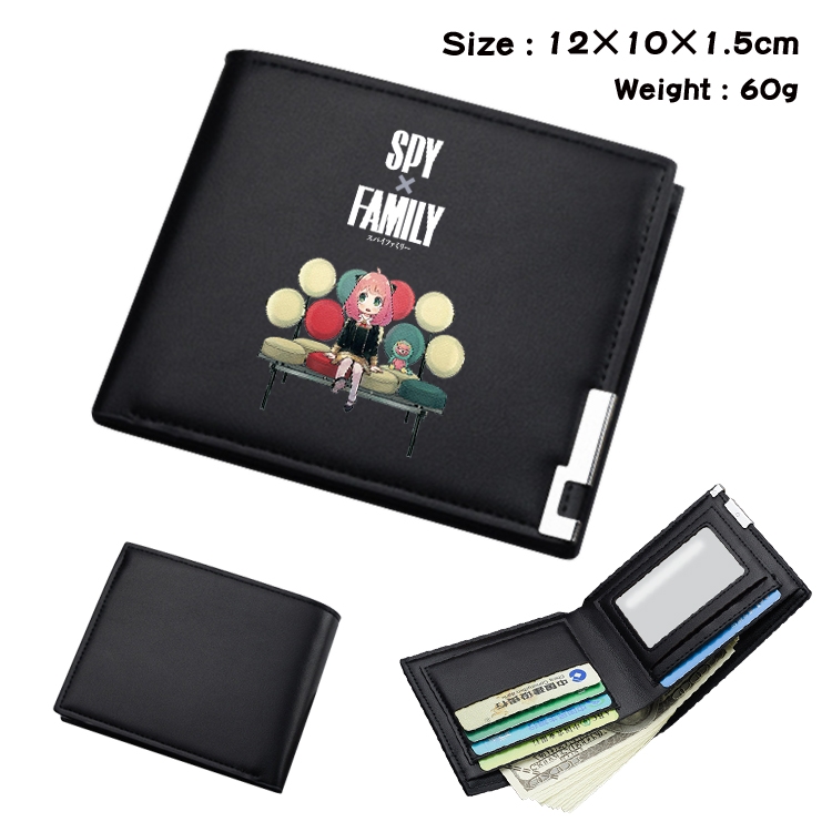 SPY×FAMILY Anime Coloring Book Black Leather Bifold Wallet 12x10x1.5cm