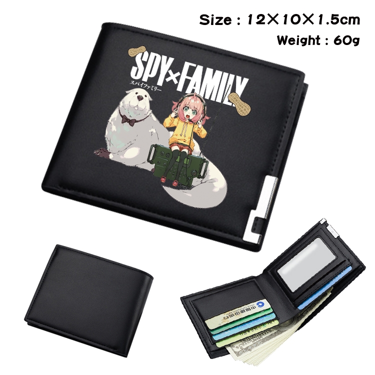 SPY×FAMILY Anime Coloring Book Black Leather Bifold Wallet 12x10x1.5cm