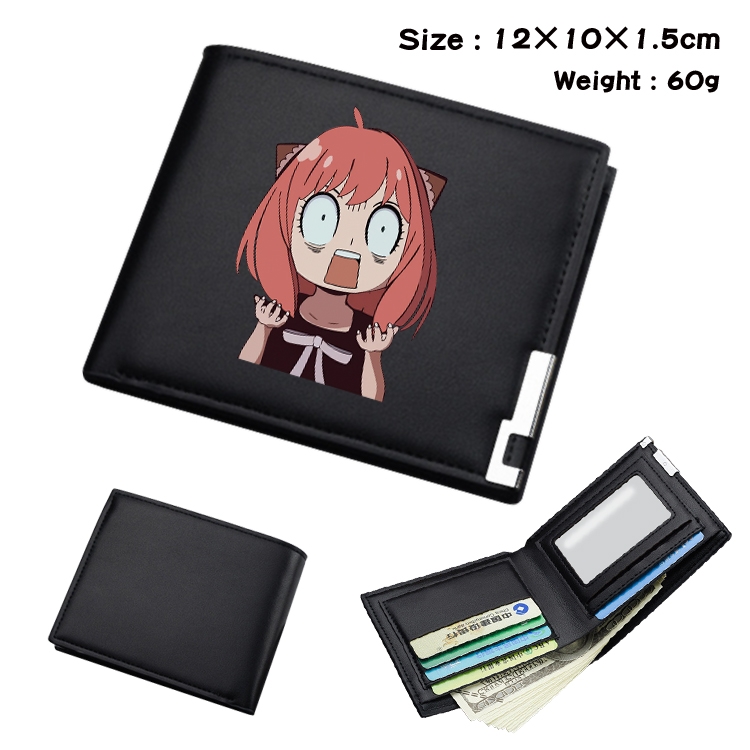 SPY×FAMILY Anime Coloring Book Black Leather Bifold Wallet 12x10x1.5cm