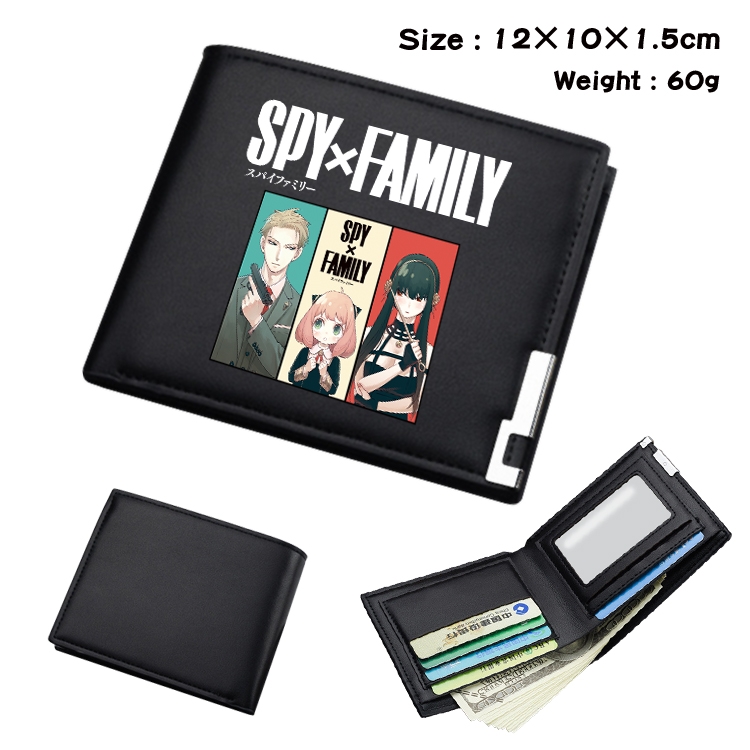 SPY×FAMILY Anime Coloring Book Black Leather Bifold Wallet 12x10x1.5cm