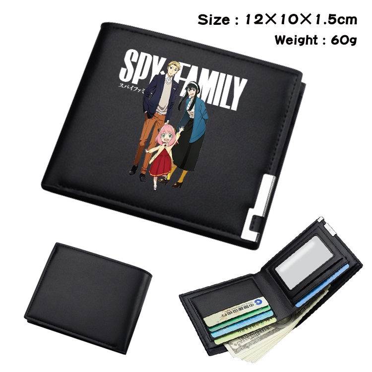 SPY×FAMILY Anime Coloring Book Black Leather Bifold Wallet 12x10x1.5cm